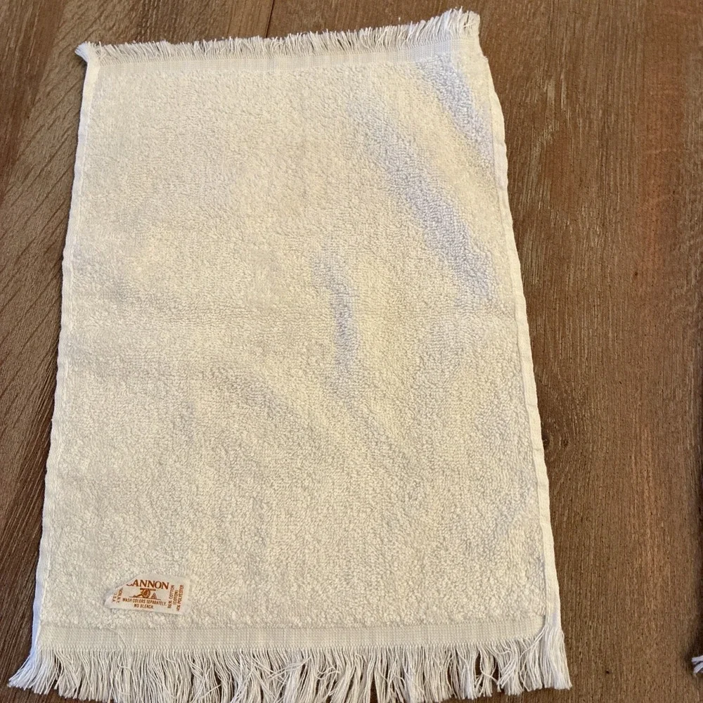 VTG Cannon Monogrammed Initial K Finger Tip Towel Lot Of 3 White With Gold